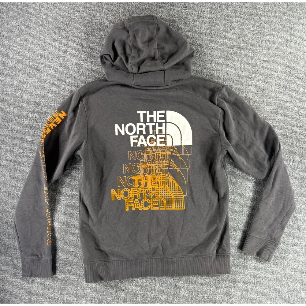 The North Face Teen Boys XL 14/16 Gray Orange‎ Never Stop Exploring Hoodie